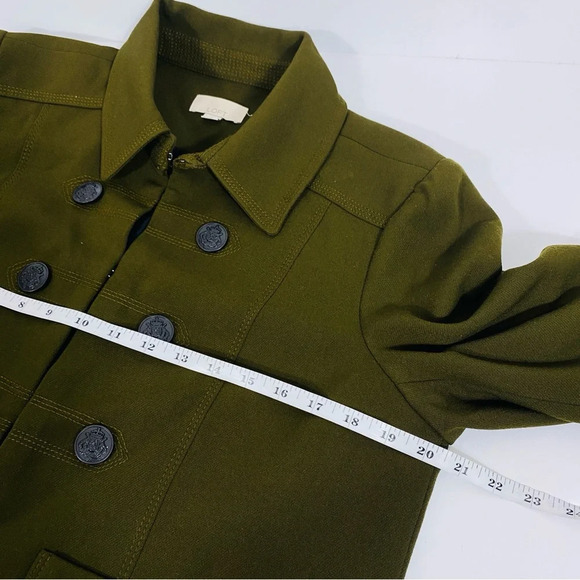 Loft Women Military Nautical Blazer Jacket Olive Green Size 12 Career Casual - Picture 5 of 11
